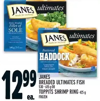 Metro Janes breaded ultimates fish or toppits shrimp ring offer