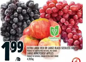 Metro Extra large red or large black seedless grapes | large honeycrisp apples offer