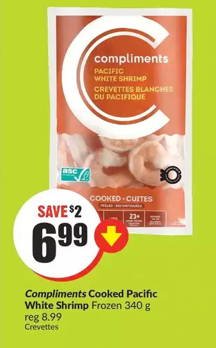 FreshCo Compliments cooked pacific white shrimp offer