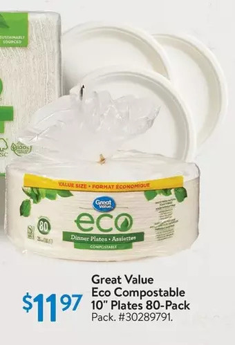 Walmart Great value eco compostable 10 plates offer