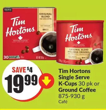 FreshCo Tim hortons single serve k-cups or ground coffee offer