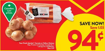 Walmart Your fresh market carrots or yellow onions offer