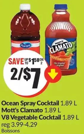 FreshCo Ocean spray cocktail | mott's clamato | v8 vegetable cocktail offer