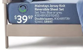 Walmart Mainstays jersey knit reversible sheet set twin | double/queen offer