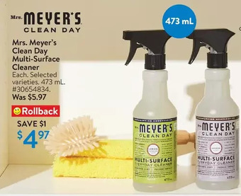 Walmart Mrs. meyer's clean day multi-surface cleaner offer