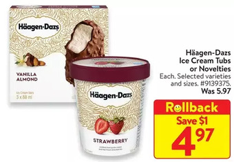 Walmart Häagen-dazs ice cream tubs or novelties offer