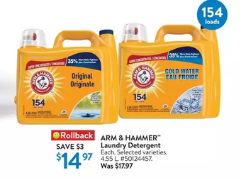 Walmart Arm & hammer laundry detergent offer