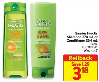 Walmart Garnier fructis shampoo or conditioner offer