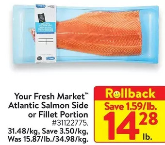 Walmart Your fresh market atlantic salmon side or fillet portion offer