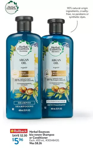 Walmart Herbal essences bio:renew shampoo or conditioner offer
