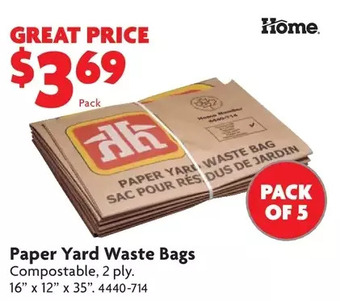 Home Hardware Paper yard waste bags offer