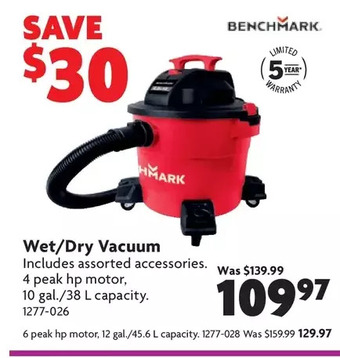 Home Hardware Wet/dry vacuum 4 peak hp motor | 6 peak hp motor offer