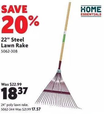 Home Hardware 22 steel lawn rake | 24 poly lawn rake offer