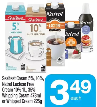 Highland Farms Sealtest cream 5%, 10%, natrel lactose free cream 10% 1l, 35% whipping cream or whipped cream offer