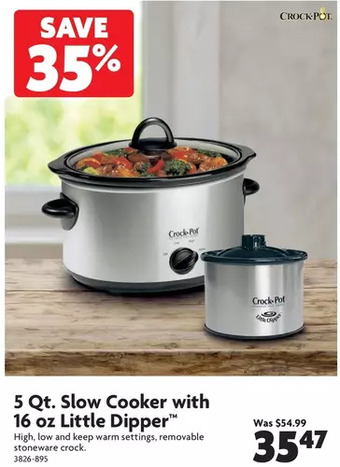 Home Hardware 5 qt. slow cooker with 16 oz little dipper offer