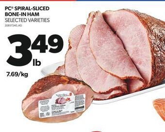 Real Canadian Superstore Pc® spiral-sliced bone-in ham offer