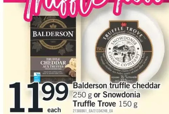 Fortinos Balderson truffle cheddar or snowdonia truffle trove offer
