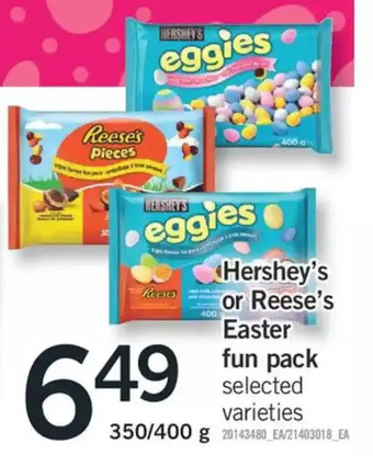 Fortinos Hershey's or reese's easter fun pack offer