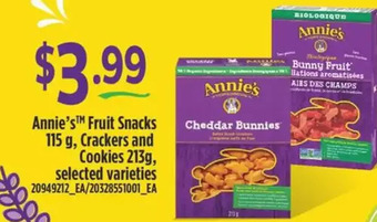 Fortinos Annie's fruit snacks, crackers and cookies offer
