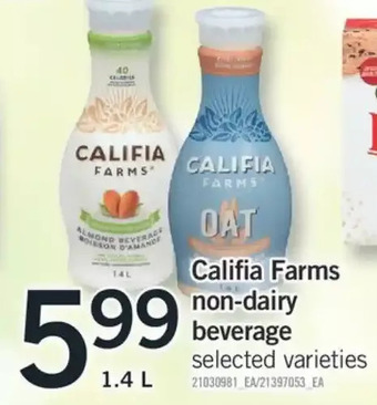 Fortinos Califia farms non-dairy beverage offer