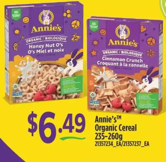 Fortinos Annie's organic cereal offer