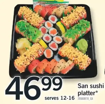 Fortinos San sushi platter offer
