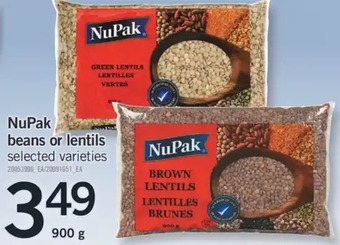 Fortinos Nupak beans or lentils offer