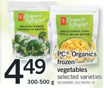 Fortinos Pc organics frozen vegetables offer