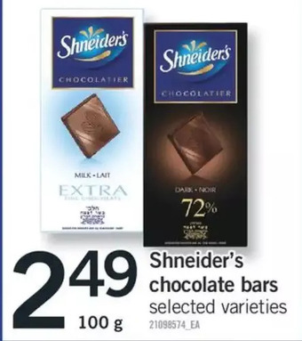 Fortinos Shneider's chocolate bars offer