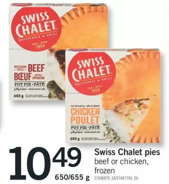Fortinos Swiss chalet pies offer