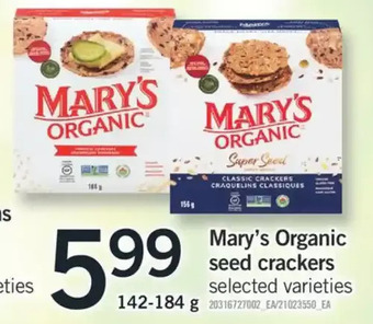 Fortinos Mary's organic seed crackers offer