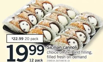 Fortinos Sicilian cannoli offer