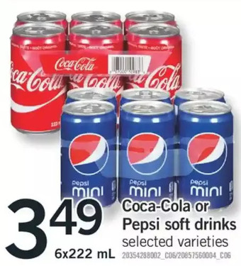 Fortinos Coca-cola or pepsi soft drinks offer