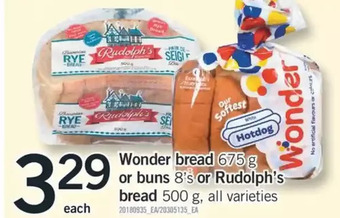 Fortinos Wonder bread or buns or rudolph's bread offer
