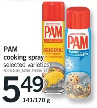 Fortinos Pam cooking spray offer