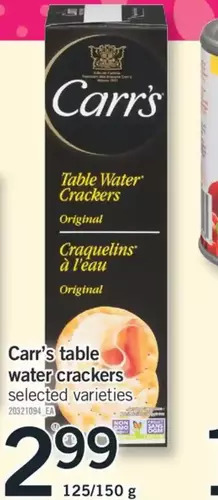 Fortinos Carr's table water crackers offer