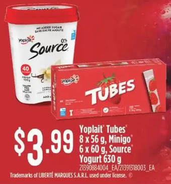Fortinos Yoplait tubes, minigo, source yogurt offer