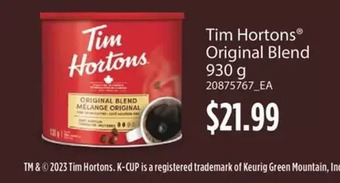 Fortinos Tim hortons original blend offer