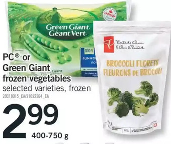 Fortinos Pc or green giant frozen vegetables offer