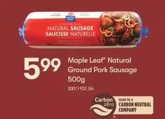 Fortinos Maple leaf natural ground pork sausage offer