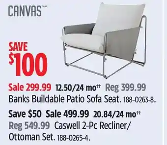 Canadian Tire Canvas banks buildable patio sofa seat | caswell 2-pc recliner/ ottoman set offer