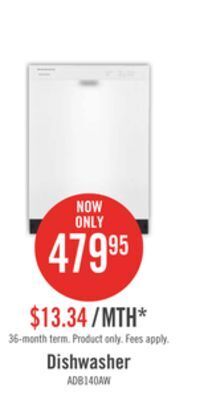 The Brick Amana dishwasher with triple filter wash system - adb1400amw offer