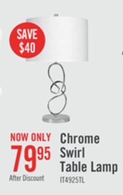 The Brick Chrome swirl table lamp offer
