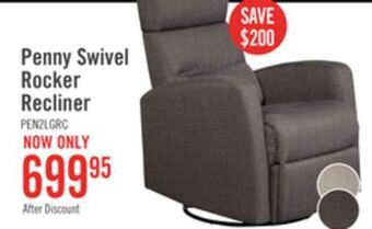 The Brick Penny linen-look fabric swivel rocker recliner - grey offer