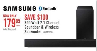 The Brick Samsung 300 w 2.1-channel soundbar with wireless subwoofer - hw-b450/zc offer