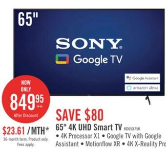 The Brick Sony bravia 65 x85k 4k uhd led smart google tv offer