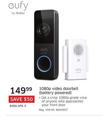 The Source Eufy 1080p video doorbell (battery powered) offer