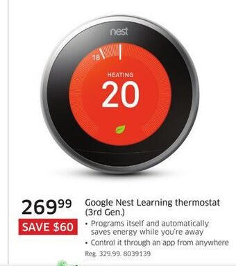The Source Google nest learning thermostat (3rd gen.) offer