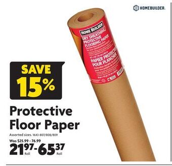 Home Hardware Protective floor paper offer