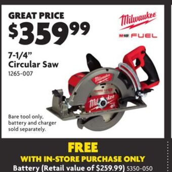 Home Hardware 7-1/4 circular saw offer